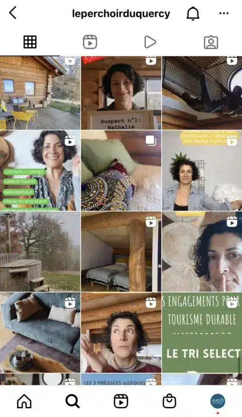 Exemple de page Instagram gites insolites