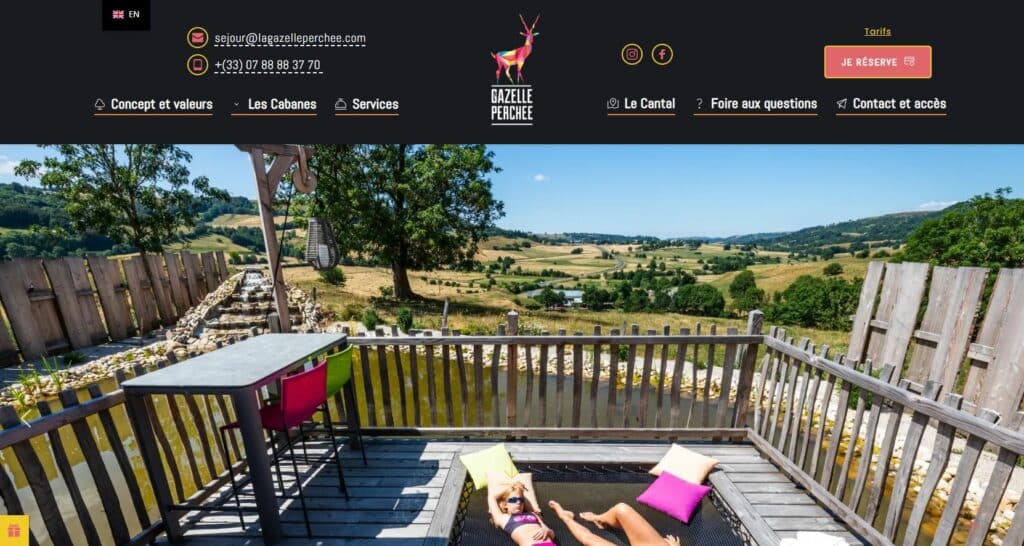 Site internet de l'hébergement insolite La Gazelle Perchée