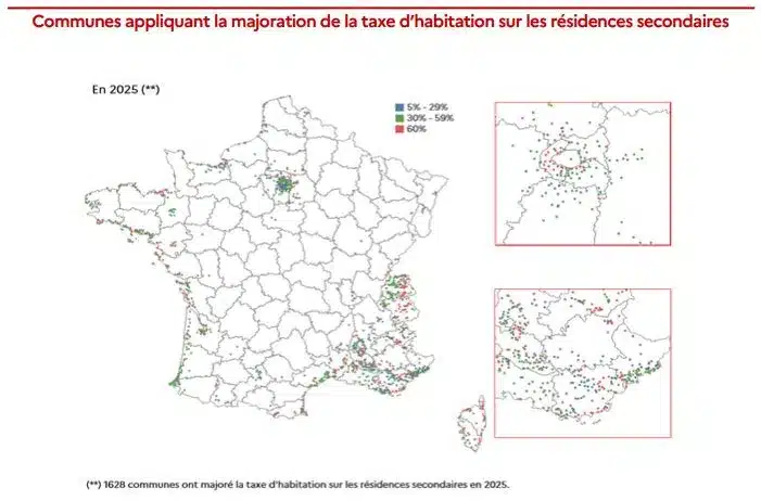 carte de la taxe des résidences secondaires 2025